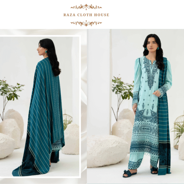 Johra Samama Embroidered Peach Leather with Jacquard Wool Shawl